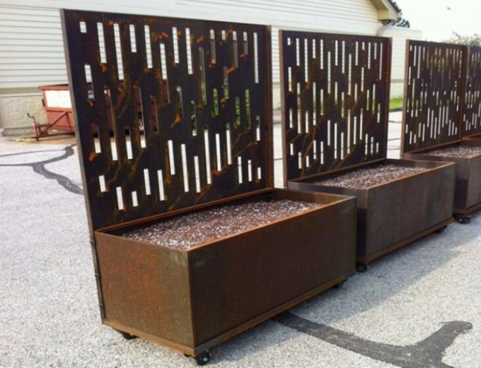 Grote Rechthoekige Corten-Staal Decoratieve Comité en Plantersdoos voor Tuin