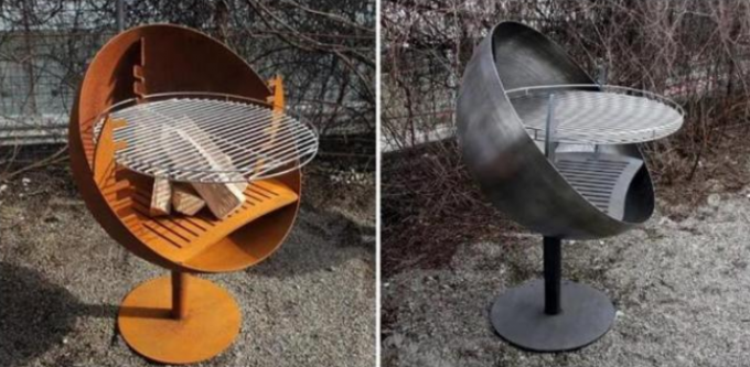 De aangepaste Molen beëindigt de Draaibare Corten-Kom van de Staal Openluchtbrand met Grillrooster