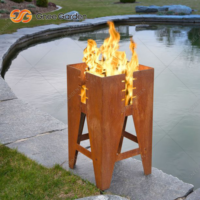 De vierkante Ronde Brandende Corten-van het de Tuinterras van de Staalkom Draagbare Openluchtbrand Pit Table