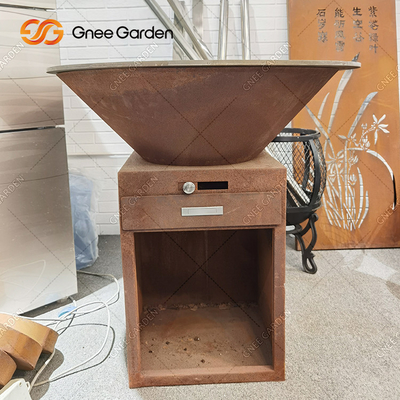Pre Doorstane Corten-de Houtskoolbarbecue Pit Customizable Size van Staalfirepits