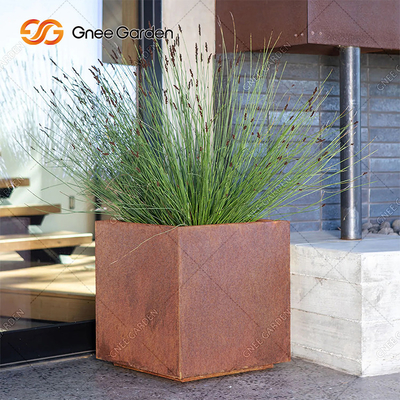 Cortenstaal Vierkant Rusty Planter Boxes Weather Resistant voor Bloem