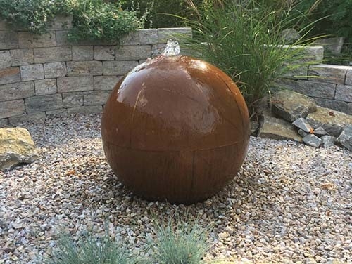 De openlucht Gevormde Waterval van Rusty Corten Steel Garden Fountain Bal