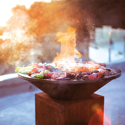 Houten Brandende Openlucht Kokende Grills 100cm van het Verweringsstaal voor Barbecue