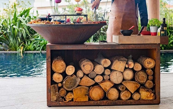 Outdoor Houtgestookte Kegelvormige Cortenstaal Roest BBQ Vuurplaats Aanpassen