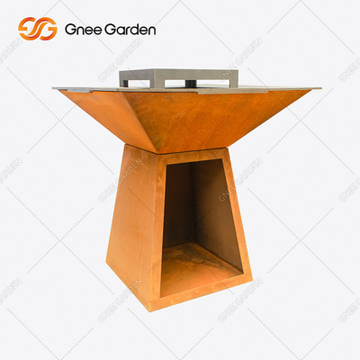 Van de de BARBECUEbrand van het Cortenstaal de Kokende Grills van Pit Grill Trapezoid Shaped Outdoor voor Tuin