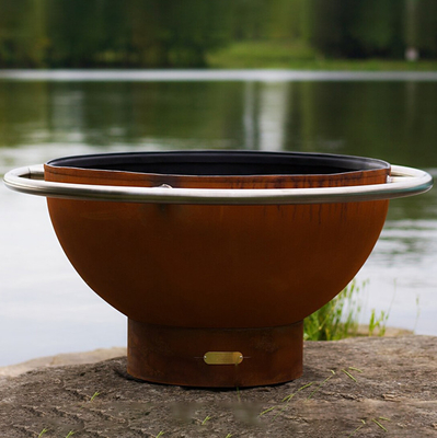 Grote Draagbare 120cm Corten Staalbrand Pit For Courtyard