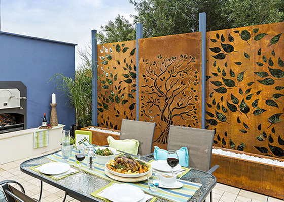 Eiken Boomontwerp Rusty Corten Steel Privacy Screens Decoratieve 600*1200mm