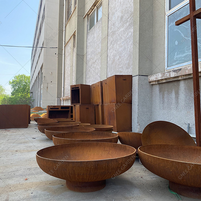 Rustieke Ronde het Staalbrand Pit For Outdoor Backyard van Koperslagers Houten Brandende Corten