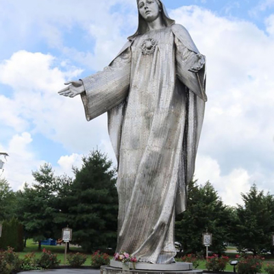 34 van Freestanding Openluchtmetaalvoeten Beeldhouwwerk Mary Religious Statue Hand Crafted