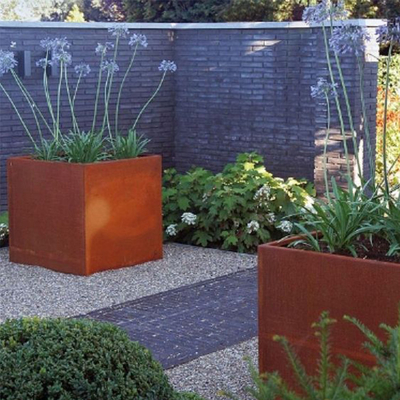 Openlucht Antieke Rechthoekige de Planters Zilveren Kleur van het Verweringsstaal