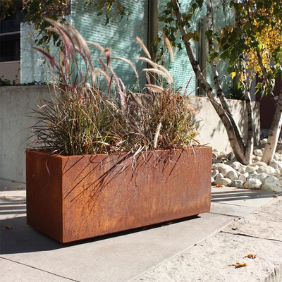 Openlucht van de het Staalbloem van Tuin Grote Corten de Pottenplanters