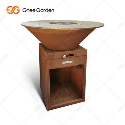Hout die Corten-de Grills van de Staalbarbecue voor Openlucht de Barbecuepartij van Roestbrasero branden
