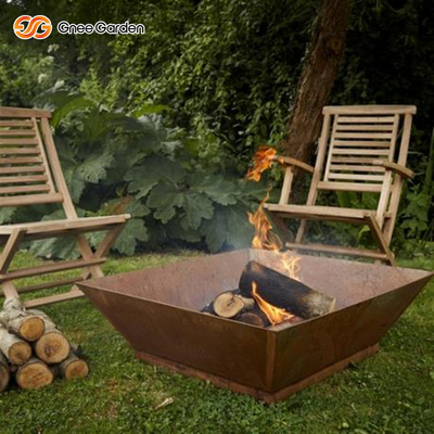 Openlucht van de het Staalbrand van Matt Rusted Corten van de de Kom Houten Brandende Brand Kuil 50x50x33cm