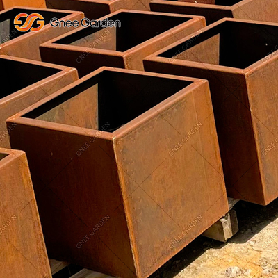 Vierkant Corten-van de Plantersdozen van het Staal Rustiek Metaal de Laserknipsel