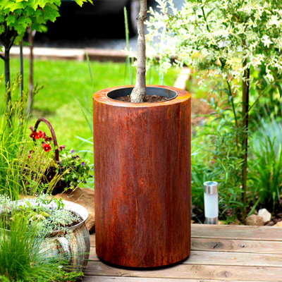 De Planters van bloemrusty finish round corten steel voor Tuin