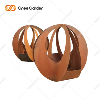 Eenvoudige het Staalplanter van Ontwerp Klantgerichte Ronde Corten met Schotel voor Huisdecor