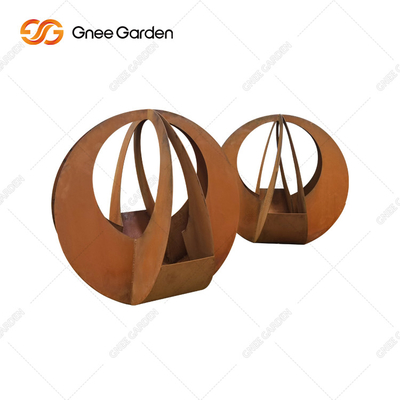 Eenvoudige het Staalplanter van Ontwerp Klantgerichte Ronde Corten met Schotel voor Huisdecor