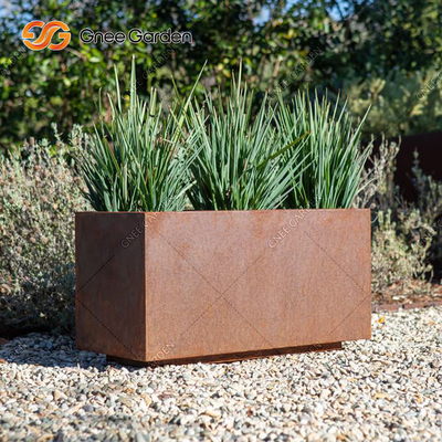 Van de de Bloempot van het Cortenstaal het Rechthoekige Metaal Rusty Nursery Planter 2mm Dikte