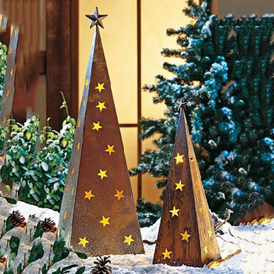 500mm van de Tuinornamenten van het Kerstmismetaal de Tuinornamenten van Corten met leiden