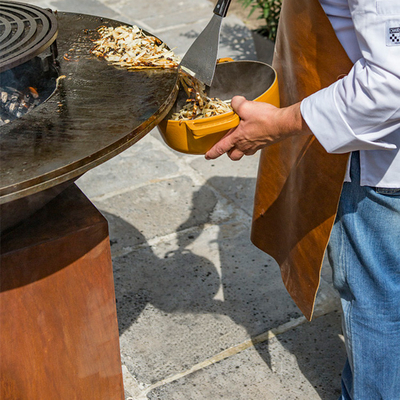 Houten Brandende Openlucht Kokende Grills 100cm van het Verweringsstaal voor Barbecue