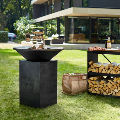 Houten Brandende Openlucht Kokende Grills 100cm van het Verweringsstaal voor Barbecue