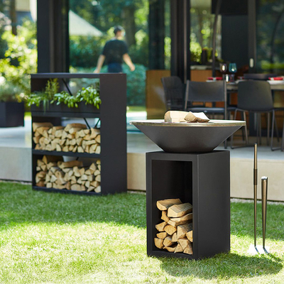 Geroeste Hoogte 100cm Corten-Staalbrand Pit Outdoor With Wood Storage