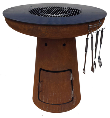 BBQ Vuurschaal Cortenstaal Met Grillring Outdoor Camping