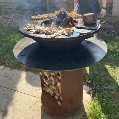 Koken Outdoor Corten Metal Barbecue Grill Heavy Duty