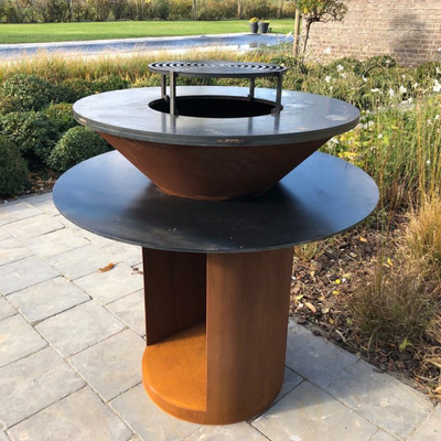Metalen Tuin Cortenstaal Outdoor BBQ Houtskoolgrill Voorgeroest
