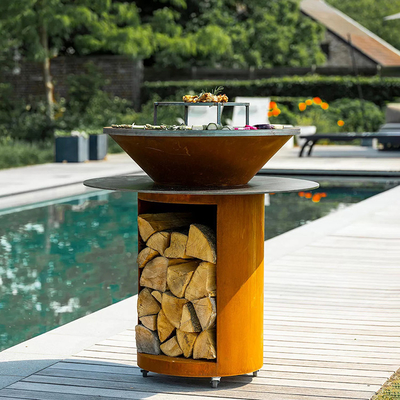 Metalen Tuin Cortenstaal Outdoor BBQ Houtskoolgrill Voorgeroest