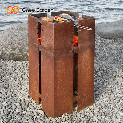 Koken Outdoor Corten Metal Barbecue Grill Heavy Duty
