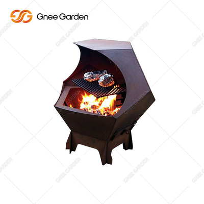 Eenvoudige bediening Corten-ijzer BBQ-houtskoolgrill voor buitenfeesten