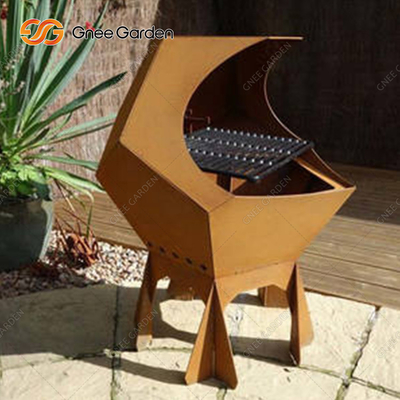 Eenvoudige bediening Corten-ijzer BBQ-houtskoolgrill voor buitenfeesten