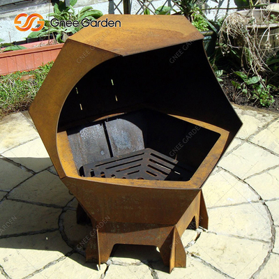 Eenvoudige bediening Corten-ijzer BBQ-houtskoolgrill voor buitenfeesten
