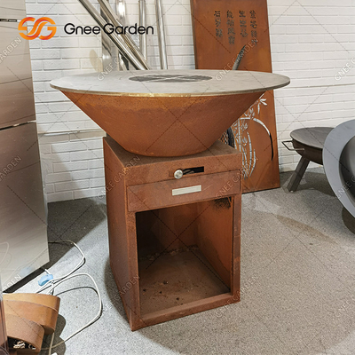 Hout die Corten-de Lijstbrand Pit Charcoal Barbecue Grill branden van de Staal Openluchtbarbecue