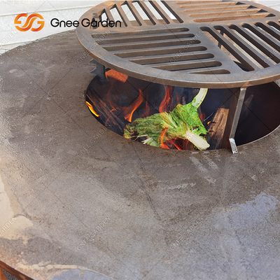 Rusty Color Outdoor-de Houtskoolroker van BARBECUEgrills met Ronde Dia 100cm Kokende Plaat