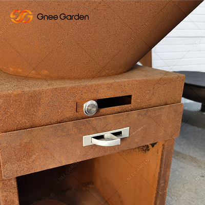 Rusty Color Outdoor-de Houtskoolroker van BARBECUEgrills met Ronde Dia 100cm Kokende Plaat