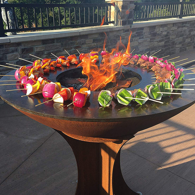 Houtskoolbarbecue Grill Outdoor Cortenstaal Fire Pit BBQ met kookgrill