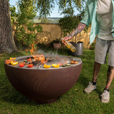 1000mm Openluchtcorten de Kuilbarbecue van de Staalbrand met Aangepaste Grillring