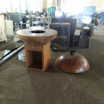 Het moderne de BARBECUE van Houtskoolrusty finish corten steel fire Pit For Outdoor Kitchen Koken