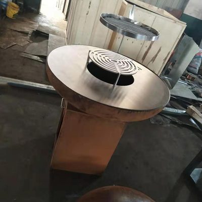 Het moderne de BARBECUE van Houtskoolrusty finish corten steel fire Pit For Outdoor Kitchen Koken