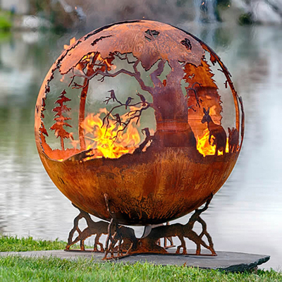 De Brand Gevormd Pit And Water Bowl Sphere van het Handcrafted dik 100cm Corten Staal