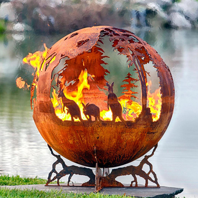 De Brand Gevormd Pit And Water Bowl Sphere van het Handcrafted dik 100cm Corten Staal