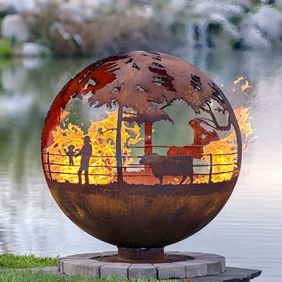 900mm de Decoratieve Corten Brand Pit Handcrafted van het Bolstaal