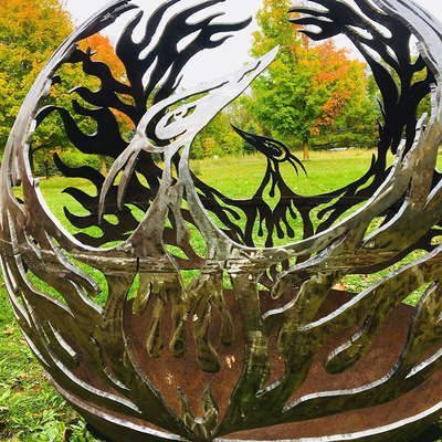 Van het het Patroonstaal van Phoenix de Brand Pit Outdoor Patio Corten Sphere Firepit voor Tuin het Verwarmen