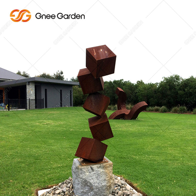 Van het het Staalbeeldhouwwerk Geroeste Metaal van Corten van het gevaarsblok de Tuinbeeldhouwwerken voor Gazon