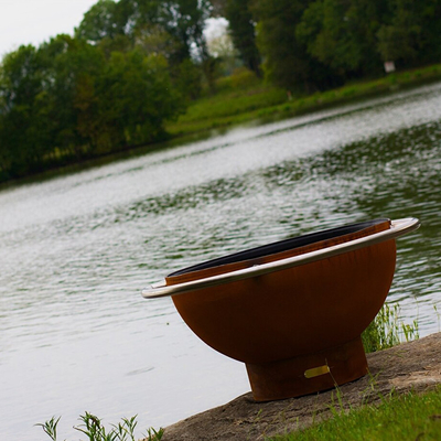 Grote Draagbare 120cm Corten Staalbrand Pit For Courtyard