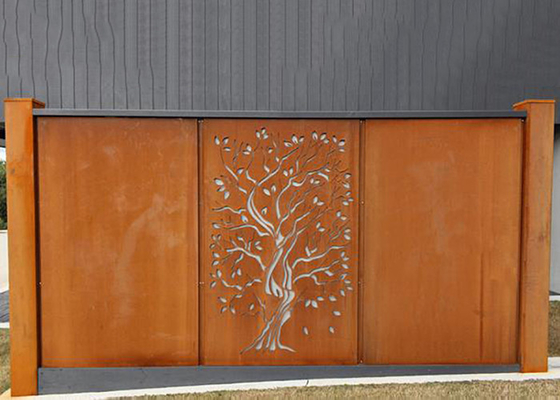 Eiken Boomontwerp Rusty Corten Steel Privacy Screens Decoratieve 600*1200mm