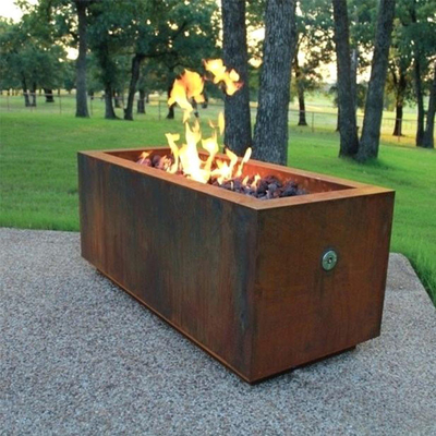 Freestanding Houten Brandende Corten-Staalbrand Pit Rectangular