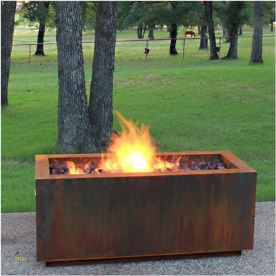 Freestanding Houten Brandende Corten-Staalbrand Pit Rectangular